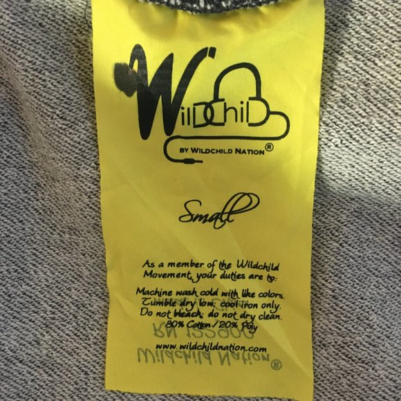 Wildchild Nation Hoodie Small Women s Adult Gray Black Graphic Sweatshirt - Picture 11 of 13